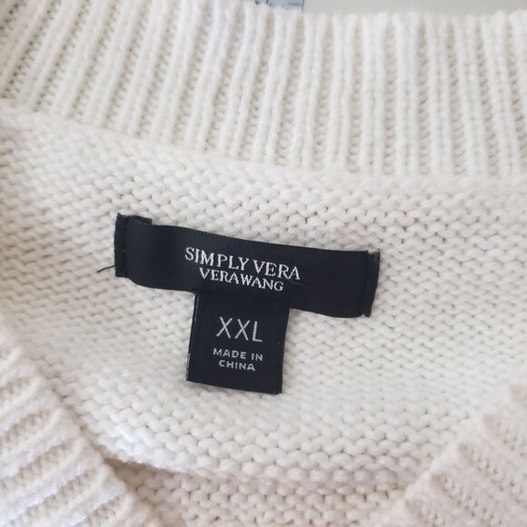 Simply‎ Vera Vera Wang Ivory Cable Knit Sweater Size XXL Pullover Old Money - Picture 4 of 6